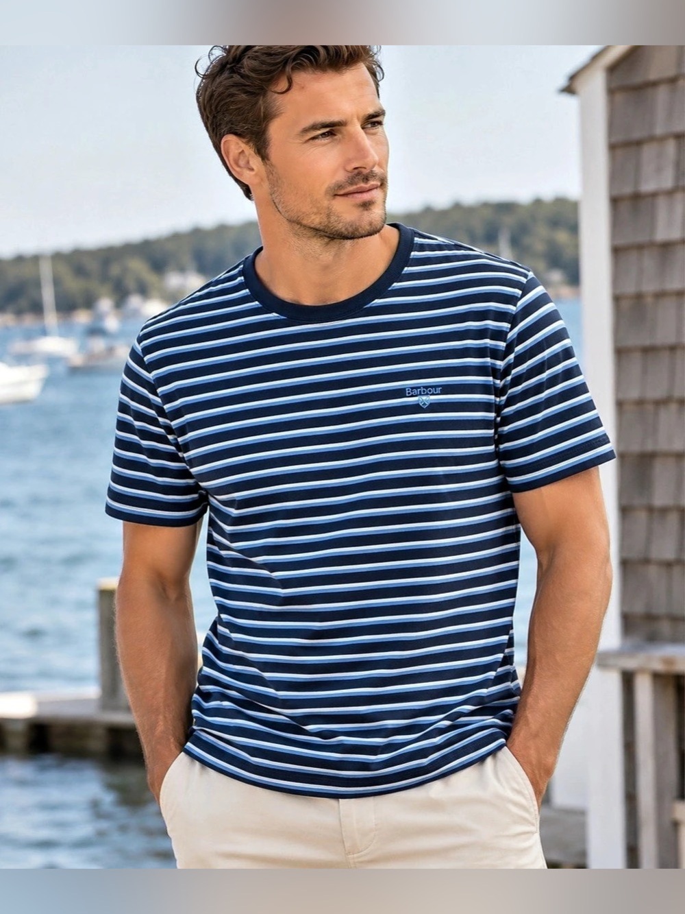Barbour Sam Heughan Signature Collection Striped T-Shirt | Men’s XL